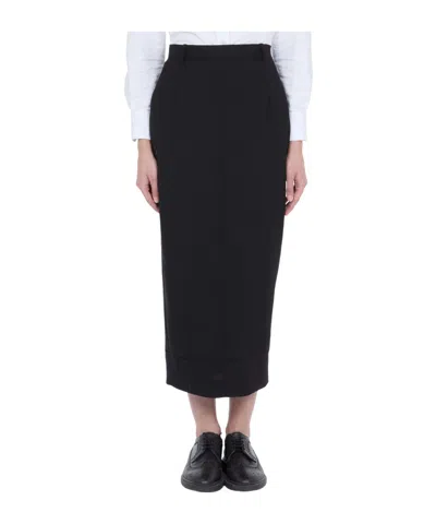 Thom Browne Belt Loop Midi Skirt In Black