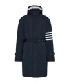 Thom Browne Belted Down Parka In Blue