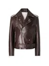 Thom Browne Belted Leather Biker Jacket In Brown