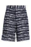Thom Browne Beltloop Mélange Tulle Tweed Shorts In Navy