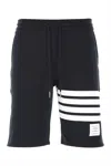 Thom Browne Navy Blue Loopback Cotton Sweatshorts In Blue