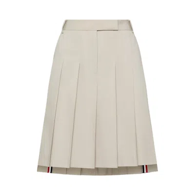 Pre-owned Thom Browne Bermuda Length Front Fly Pleated Skirt 'beige' | Tan | Women's Size 40