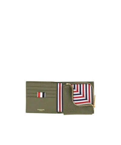Thom Browne Bi-fold Leather Wallet In Green