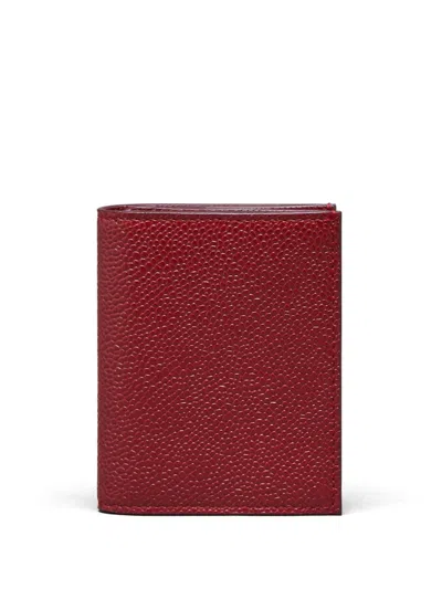 Thom Browne Bi-fold Leather Wallet In Red