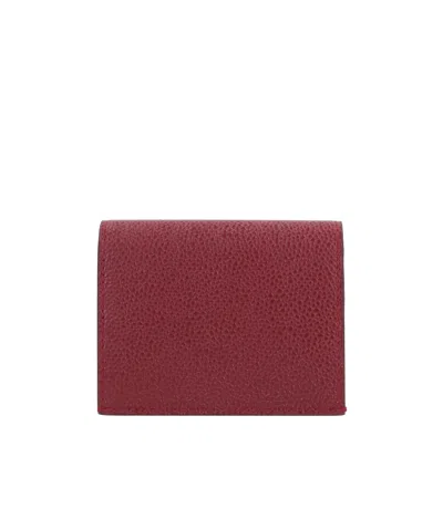 Thom Browne Bi-fold Leather Wallet In Red