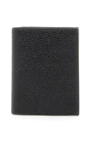 Thom Browne "bifold Hammered Leather Card Holder" In Black