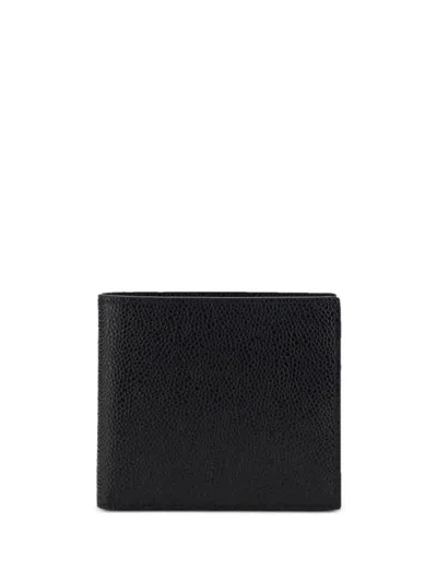 Thom Browne Billfold In Pebble Grain Leather In Black