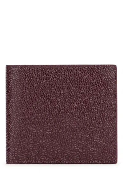 Thom Browne Billfold In Pebble Lucido Leather In Burgundy