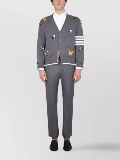 THOM BROWNE BIRDS AND BEES INLAYS CARDIGAN