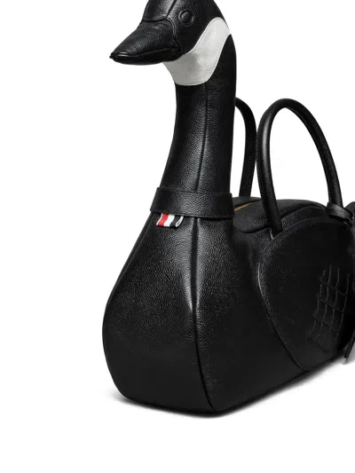 Thom Browne Goose Bag In Pebble Grain Leather In Black