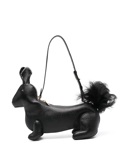Thom Browne Baby Rabbit Bag In Pebble Grain Leather In Black