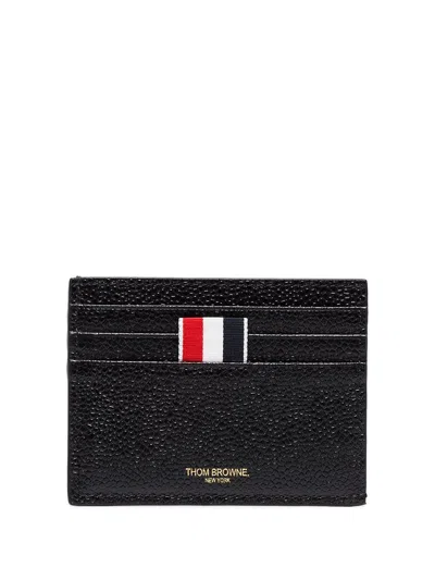 Thom Browne Card Holder W/note Compartment In Pebble Grain Leather In Black