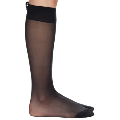 Thom Browne Black 4-bar Sheer Nylon Knee High Socks