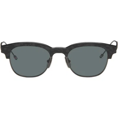 Thom Browne Black Acetate & Titanium Oval Sunglasses In Orange