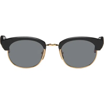 Thom Browne Black Acetate & Titanium Oval Sunglasses In Orange
