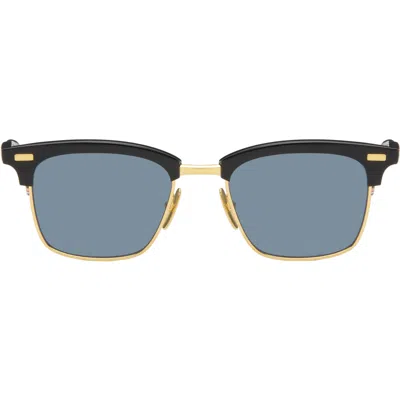 Thom Browne Black Acetate & Titanium Rectangular Sunglasses In Pink