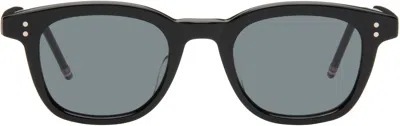 Thom Browne Black Acetate Rectangular Sunglasses In 001 Black