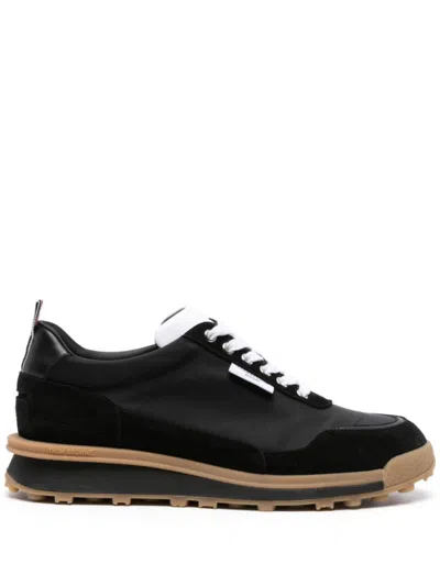 THOM BROWNE BLACK ALUMNI PANELLED SNEAKERS
