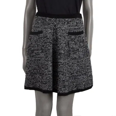 Pre-owned Thom Browne Black & Grey Wool Box Pleat Knit Short Skirt 3 M In Gray