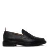 Thom Browne Black Slip-on Loafers With Loop Detail In Leather Man In Black