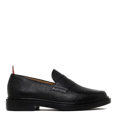 THOM BROWNE THOM BROWNE BLACK CALF LEATHER FLAT SHOES