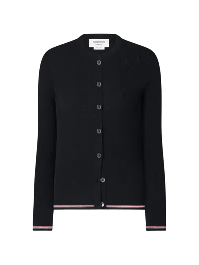 Thom Browne Crew-neck Cardigan In Black