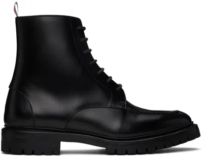 THOM BROWNE BLACK COMMANDO SOLE APRON STITCH BOOTS