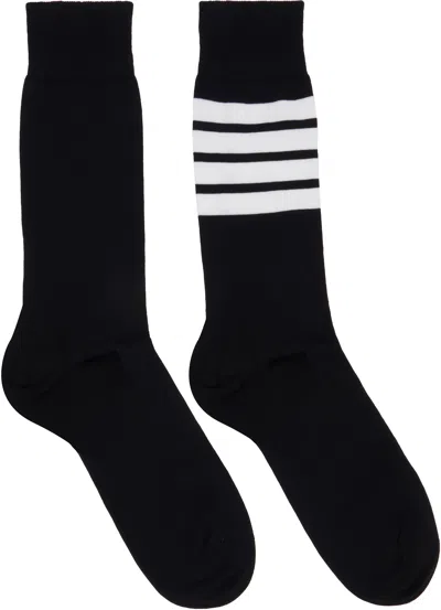 Thom Browne Black Cotton 4-bar Mid Calf Socks