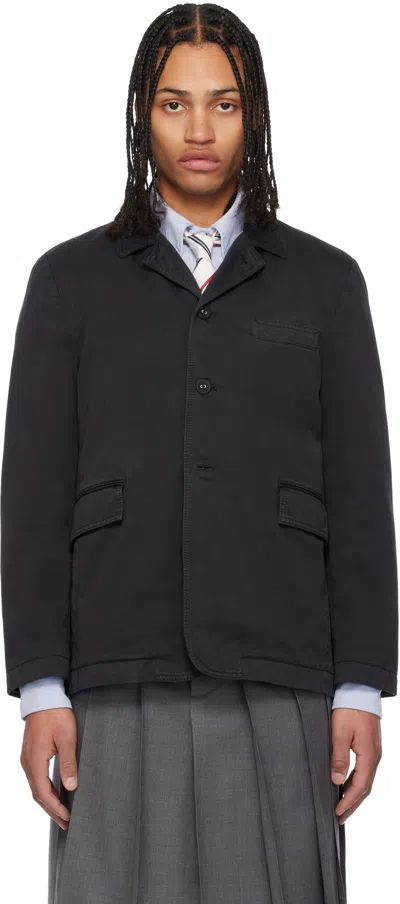 Thom Browne Black Cotton Twill Cutaway Blazer In 001 Black