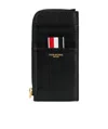 Thom Browne Half-zip Grained Leather Wallet In Black