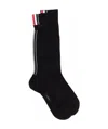 Thom Browne Black Inlaid Striped Wool Tube Socks In Gray