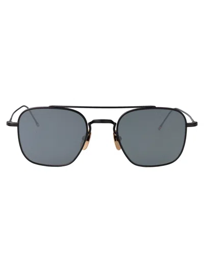 Thom Browne Black Iron Titanium Sunglasses In Gray