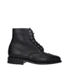 Thom Browne Black Leather Ankle Boots In Multi