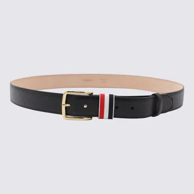 Thom Browne Textured Black Leather Belt With Gold-tone Buckle