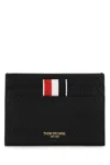 Thom Browne Black Leather Card Holder In 1