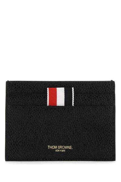 Thom Browne Black Leather Card Holder In 1