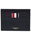 Thom Browne Black Leather Card Holder In Black
