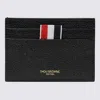 Thom Browne Textured Calfskin Leather Cardholder With Logo Detail In Black