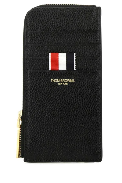 Thom Browne Black Leather Coin Purse In 001