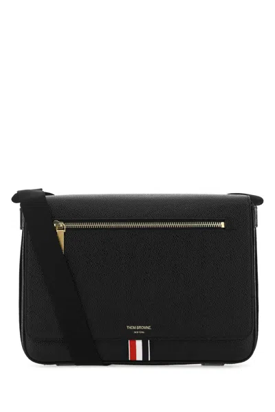 Thom Browne Black Leather Crossbody Bag In 1