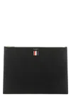 Thom Browne Medium Document Holder With Iconic Logo In 001