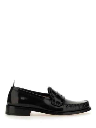 THOM BROWNE THOM BROWNE BLACK LEATHER LOAFERS