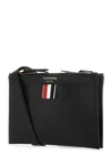 THOM BROWNE BLACK LEATHER MINI DOCUMENT HOLDER