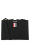 Thom Browne Black Leather Mini Document Holder In Black