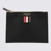 THOM BROWNE BLACK LEATHER RWB CROSSBODY BAG