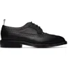 Thom Browne Black Pebble Grain Longwing Brogues In Black