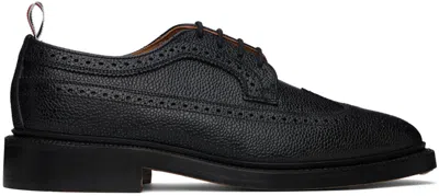 Thom Browne Black Leather Sole Longwing Derbys In 001 Black