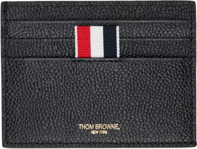 Thom Browne Black Lucido Leather Single Card Holder In 001 Black