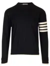 THOM BROWNE BLACK MERINO WOOL SWEATER