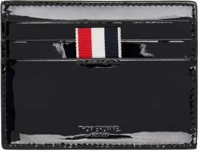 Thom Browne Black Patent 4-bar Note Compartment Card Holder